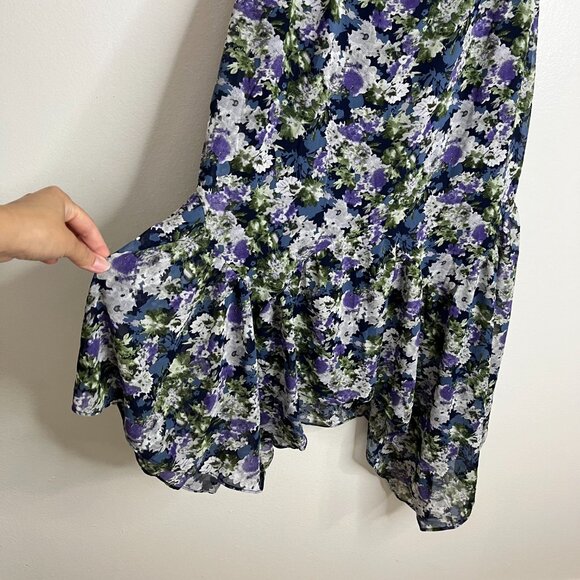 ASTR The Label Size Small Blue Asymmetrical High Low Midi Short Sleeve Dress NWT - Picture 4 of 12